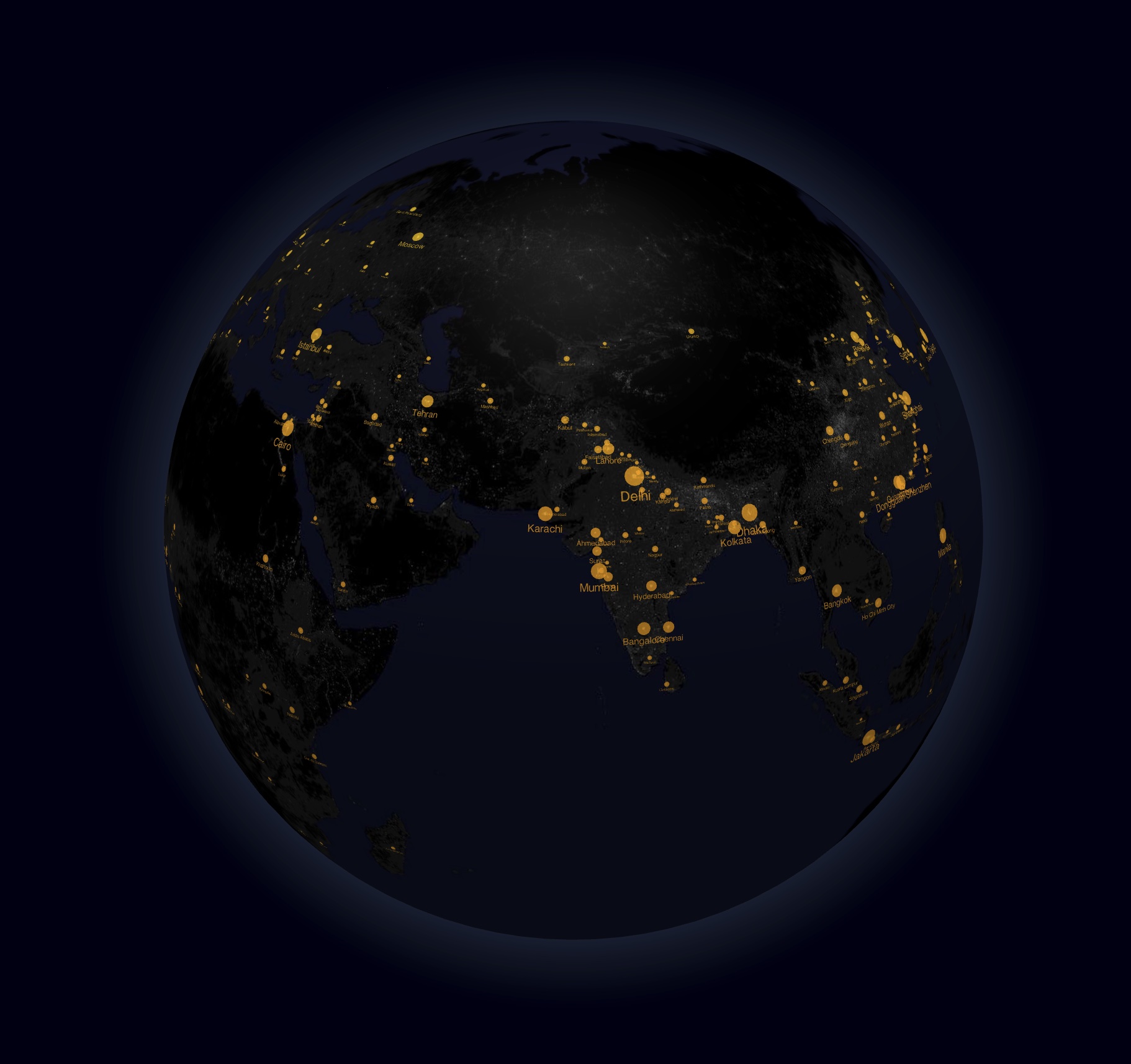 Kontur largest cities map